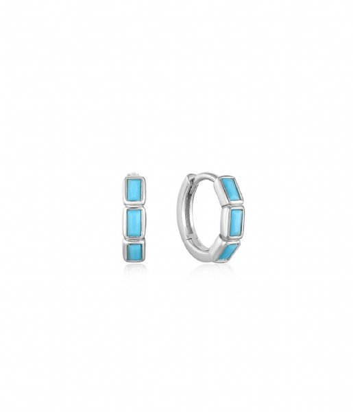 Ania Haie Earring Turquoise Huggie Hoop Earrings Silver